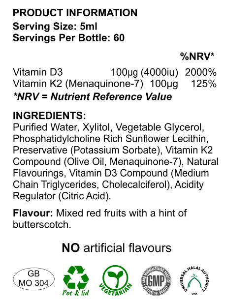 Vitamins D3+K2 Combo
